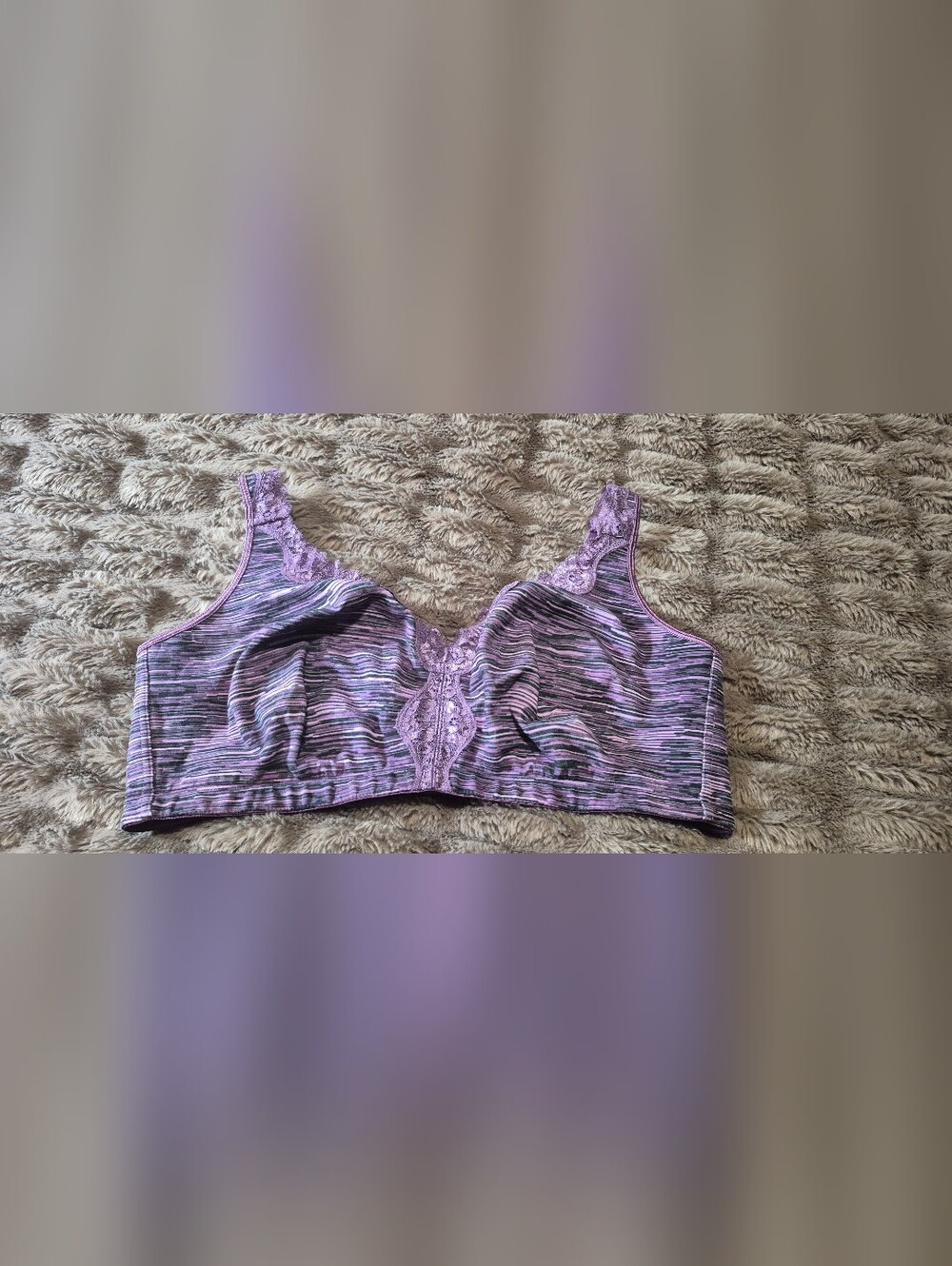 OGL® Plum Wireless Lace-Trim Bra